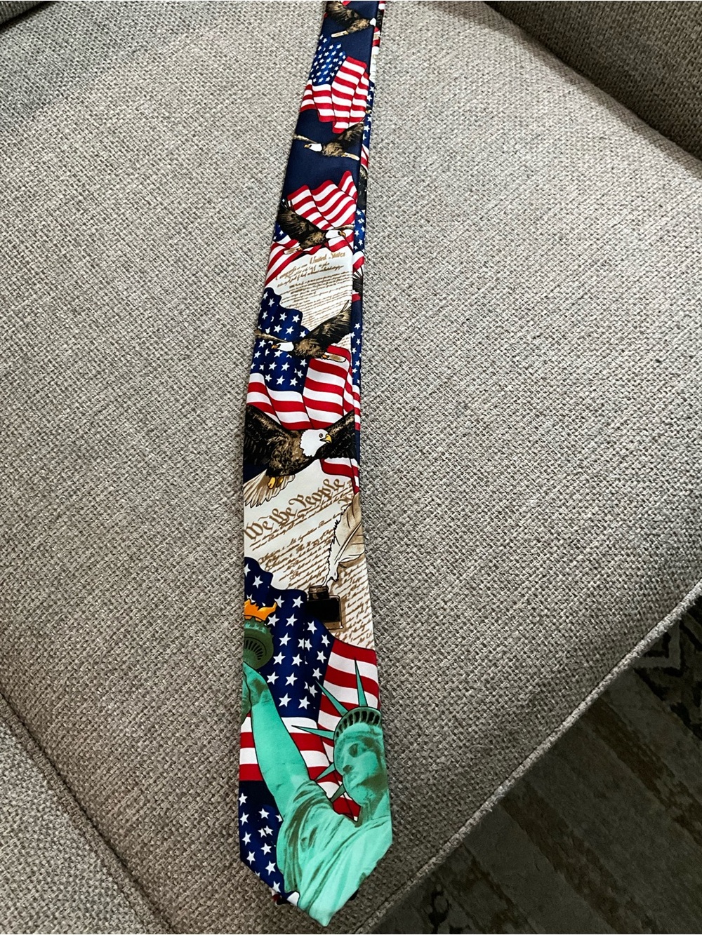 Patriotic Statue of Liberty & Flags Novelty Tie